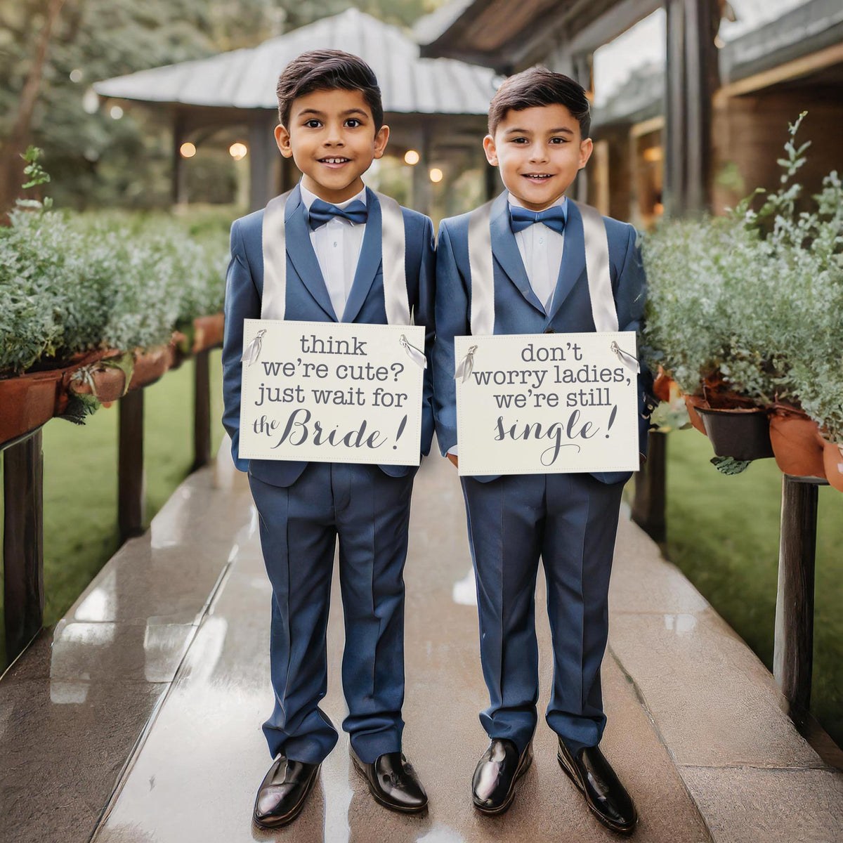 Think We're Cute, Just Wait for the Bride and Don't Worry Ladies, We're Still Single Signs
