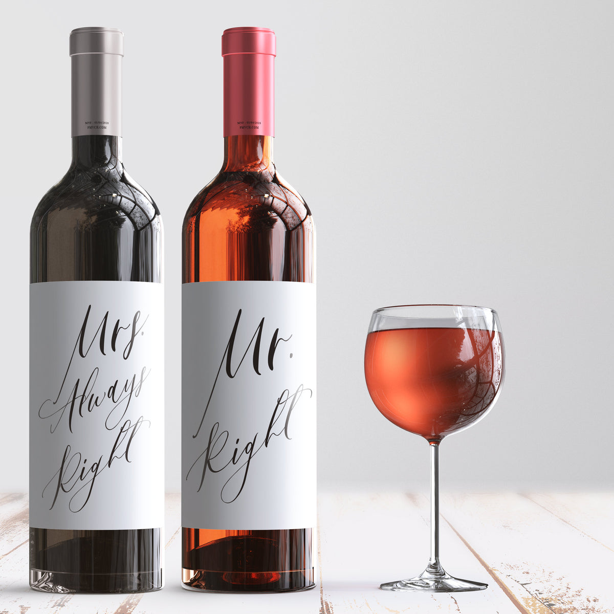 Mr. Right & Mrs. Always Right Wine Labels, Pack of 4