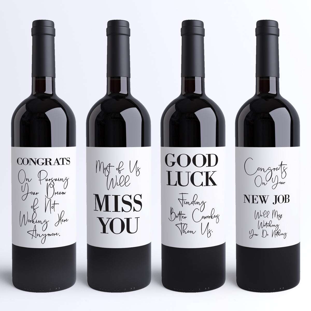 Funny Coworker Wine Labels and Card Stickers, Office Gift Set
