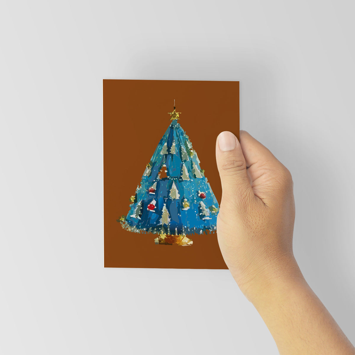 Retro Christmas Tree Holiday Window Cards, Set of 24
