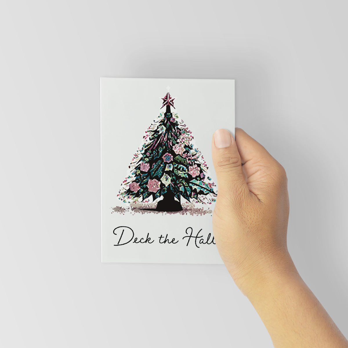 Floral Christmas Tree Greeting Cards, Set of 24