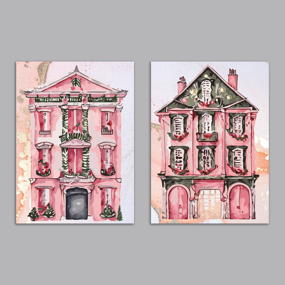 French Buildings Greeting Cards, Set of 24