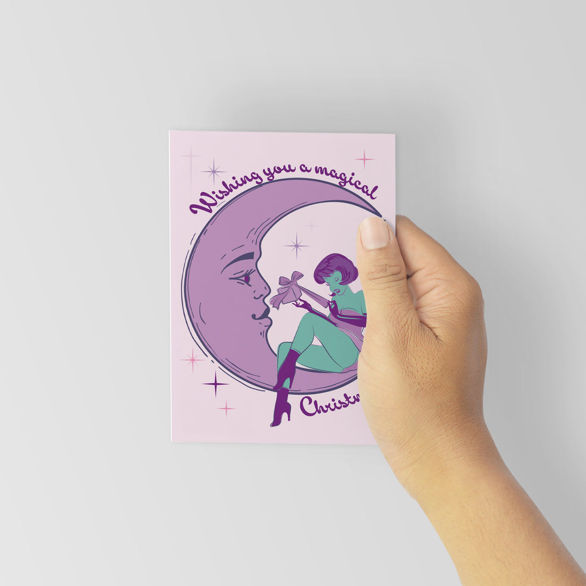 Pinup Moon Christmas Greeting Cards, Set of 24