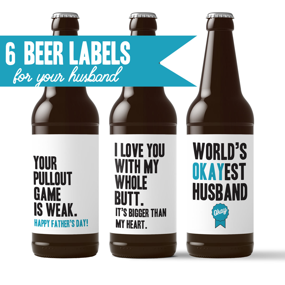 Naughty Father's Day Beer Labels, Pack of 6