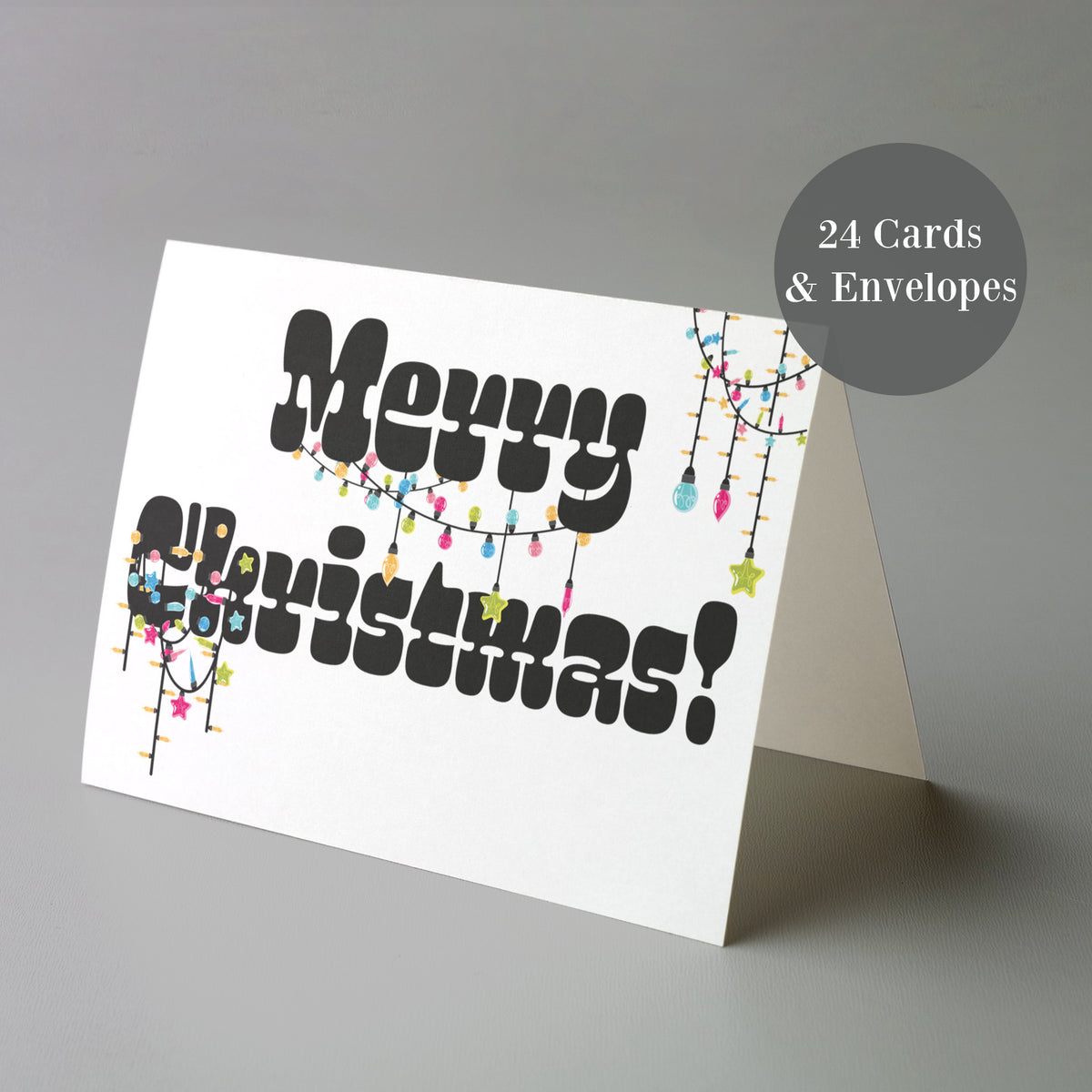 String Lights Merry Christmas Greeting Cards, Set of 24