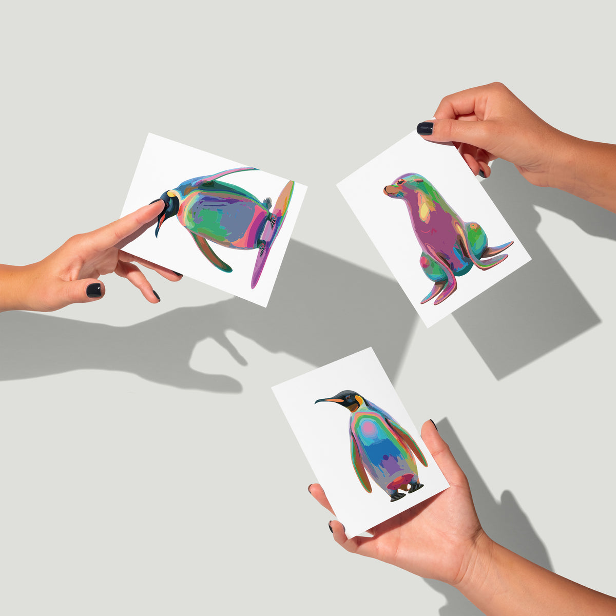 Minimalist Arctic Animals Winter Cards, Set of 24