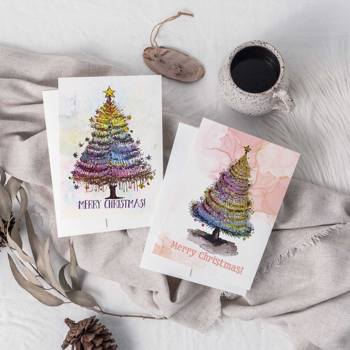 Tinsel Trees Christmas Cards, Set of 24
