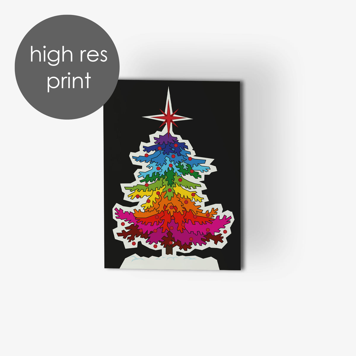 Rainbow Christmas Tree Greeting Cards, Set of 24