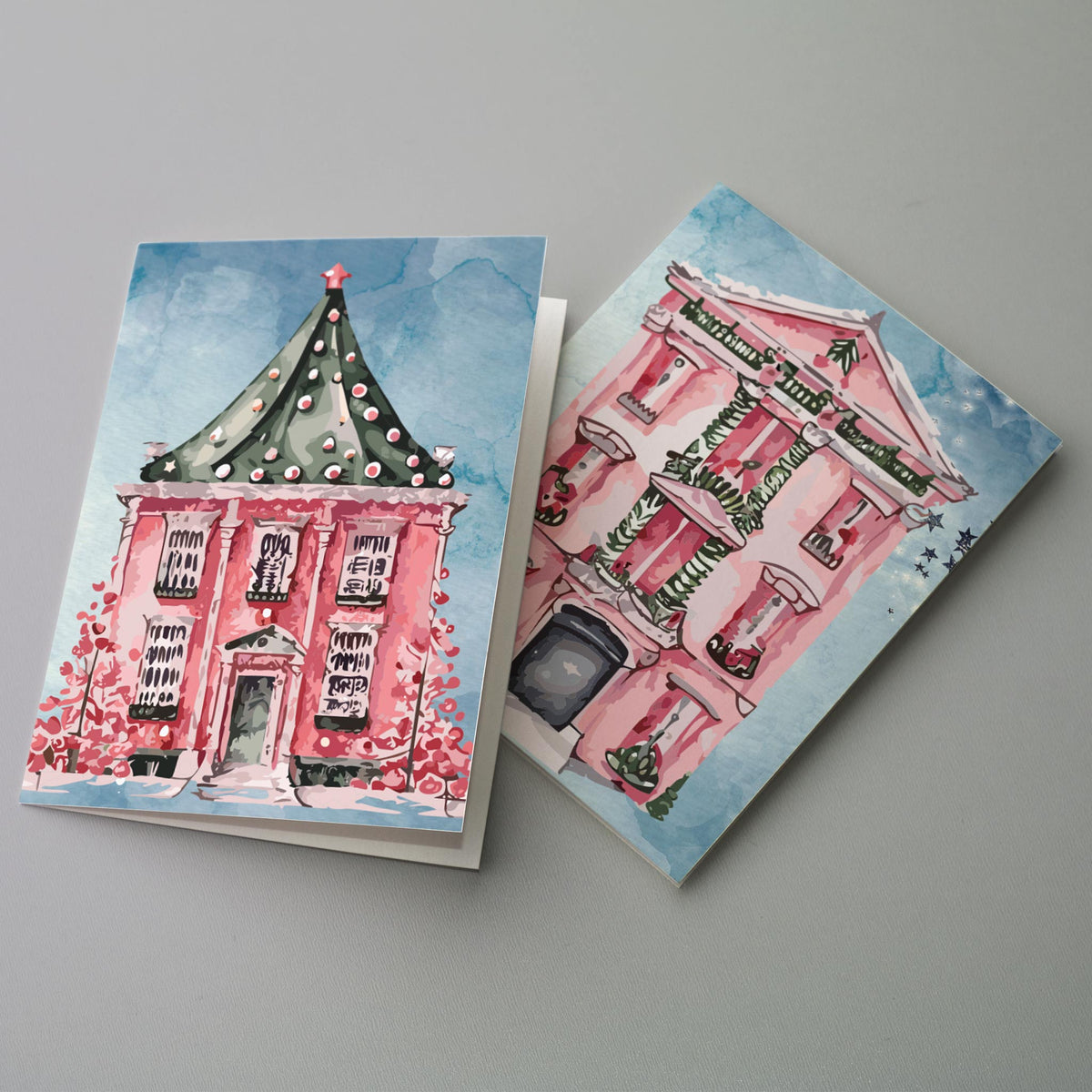 French Hotels Christmas Greeting Cards, Set of 24