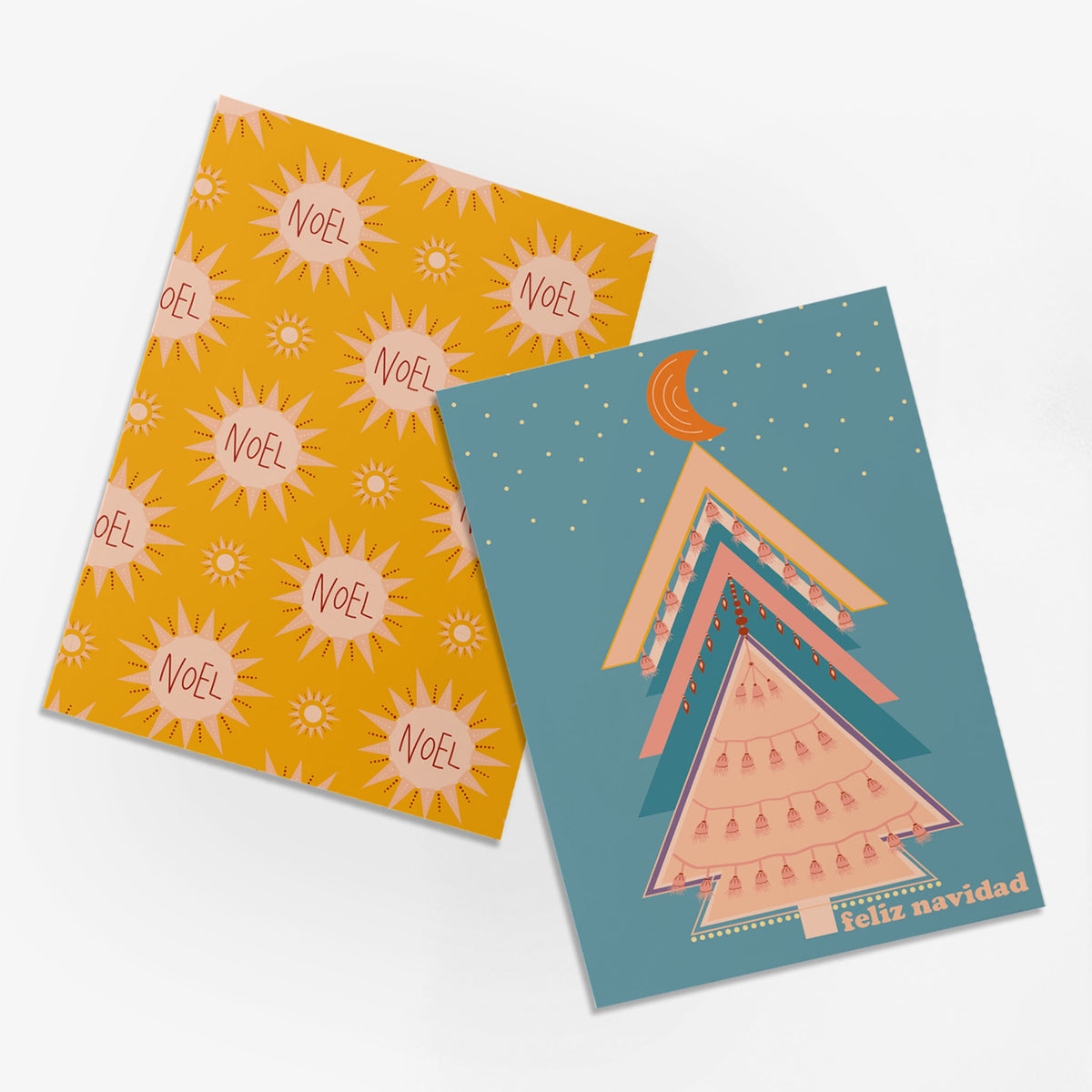 Boho Feliz Navidad Greeting Cards, Set of 24