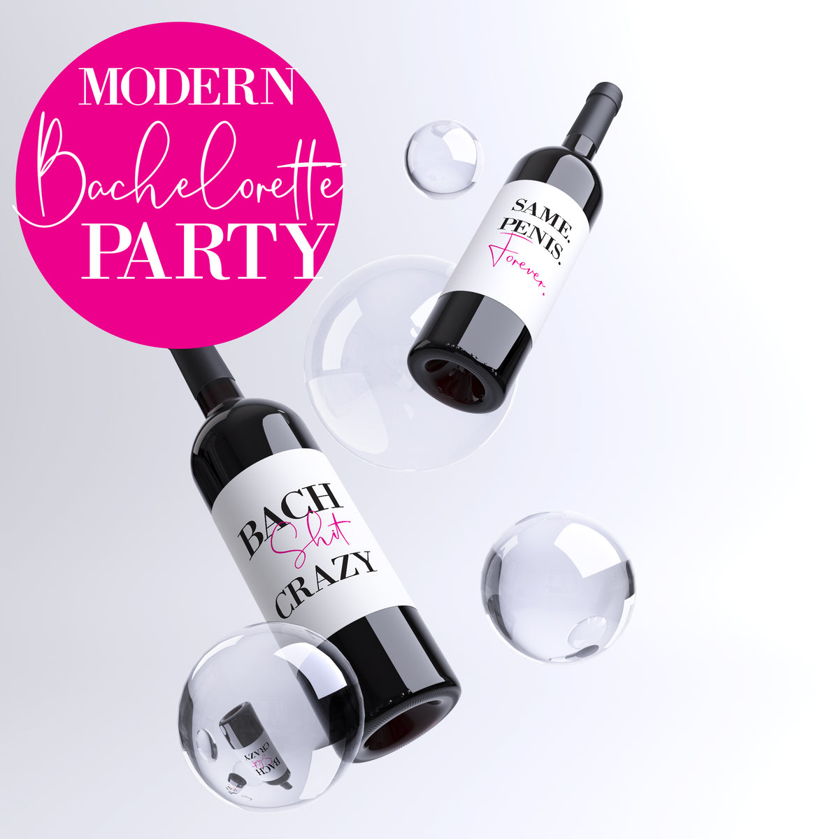 Bach Shit Crazy Wine Labels, Pack of 4
