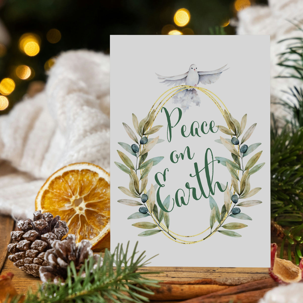 Six dove designs repeated four times each, with peace phrases in script and serif type.