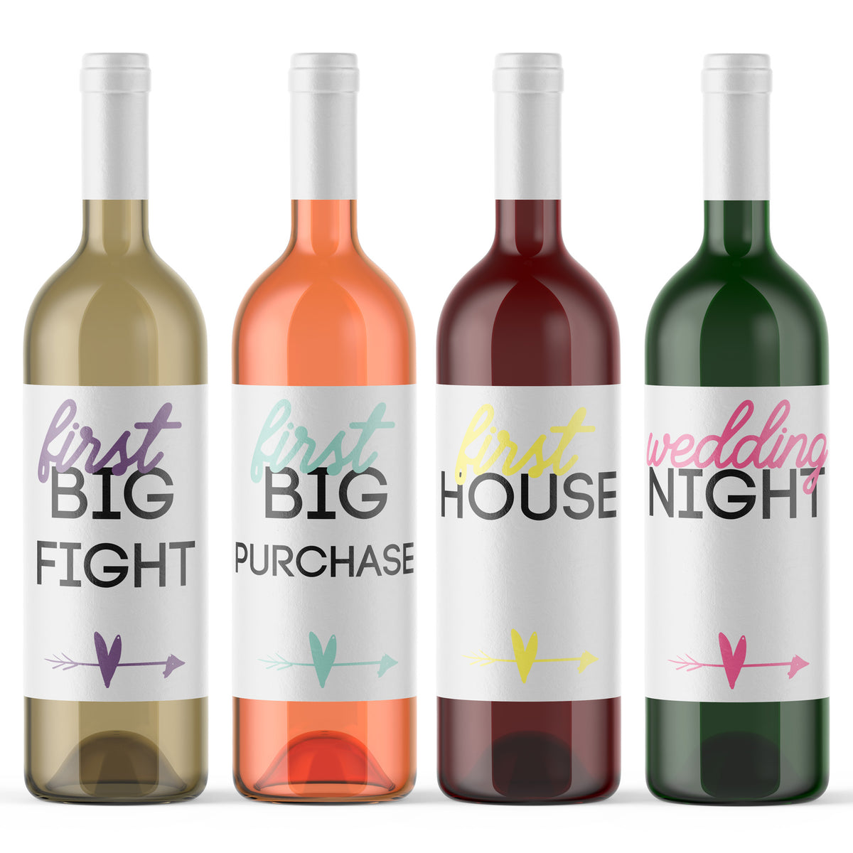 Marriage Milestone Wine Labels, Pack of 8