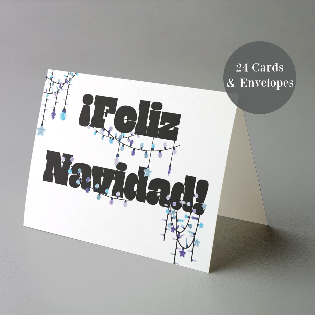 String Lights Feliz Navidad Greeting Cards, Set of 24