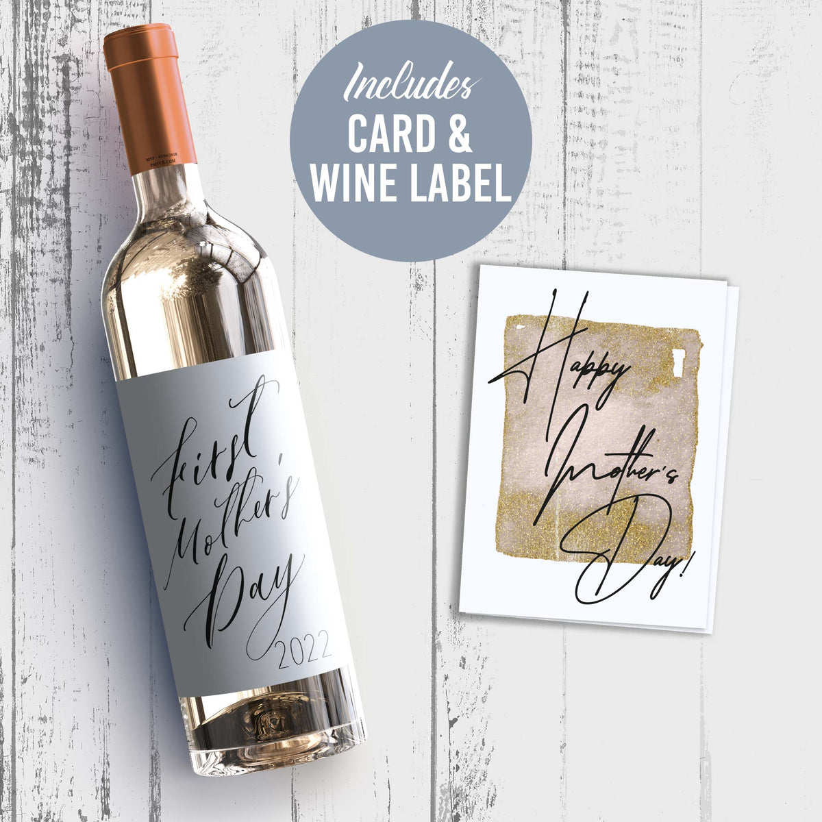 First Mother's Day Wine Label and Card