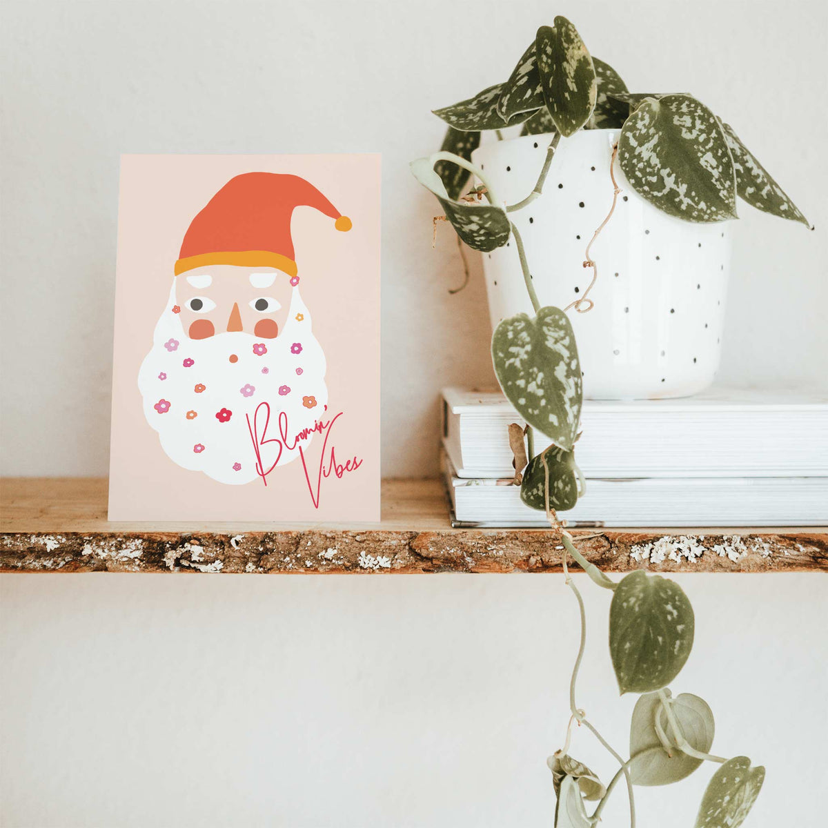 Bloomin' Vibes Floral Beard Santa Christmas Cards, Set of 24