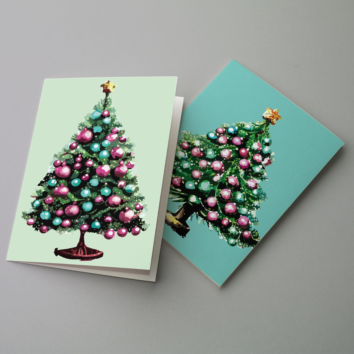 Traditional Christmas Tree Greeting Cards, Set of 24
