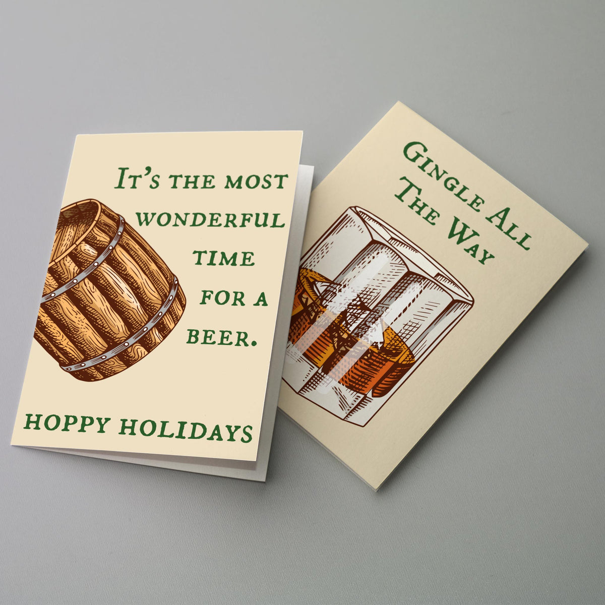 Old Timey Bar Christmas Drinking Cards, Set of 24