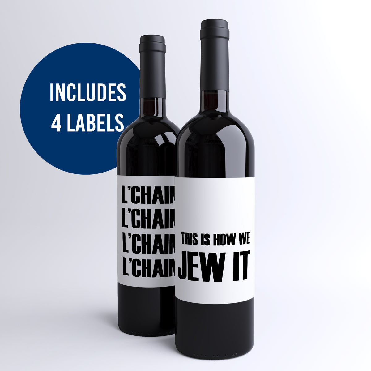 Jewish Christmas Survival Wine Labels, Pack of 4