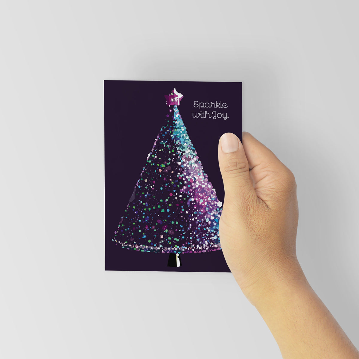 Retro Christmas Tree Greeting Cards, Set of 24