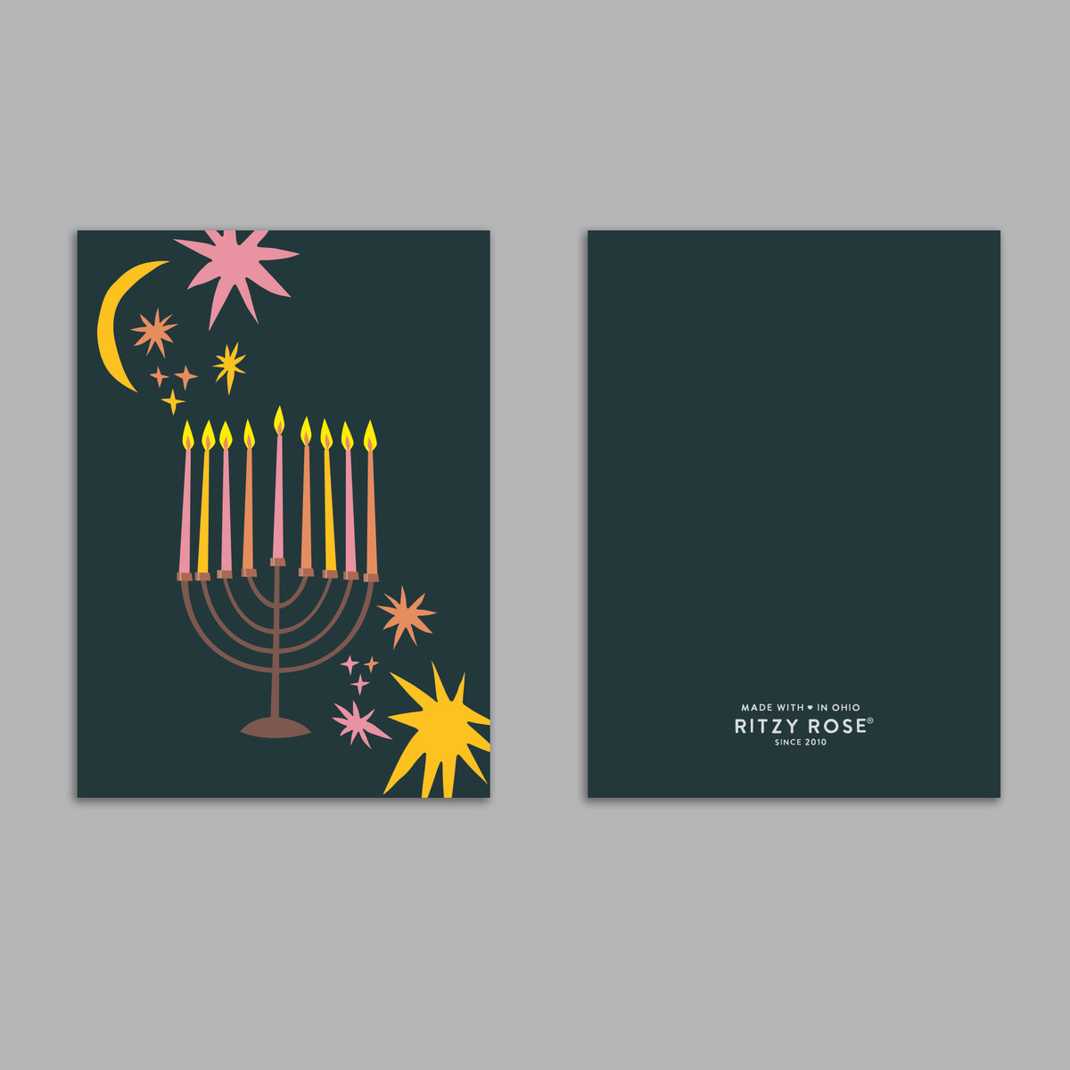 Night Sky Menorah Chanukah Greeting Cards, Set of 24