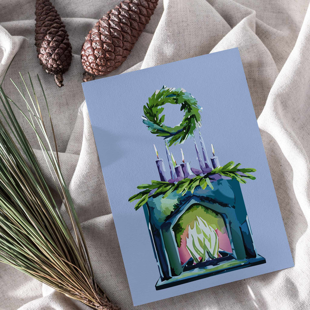 Enchanted Embers Fireplace Christmas Cards, Set of 24