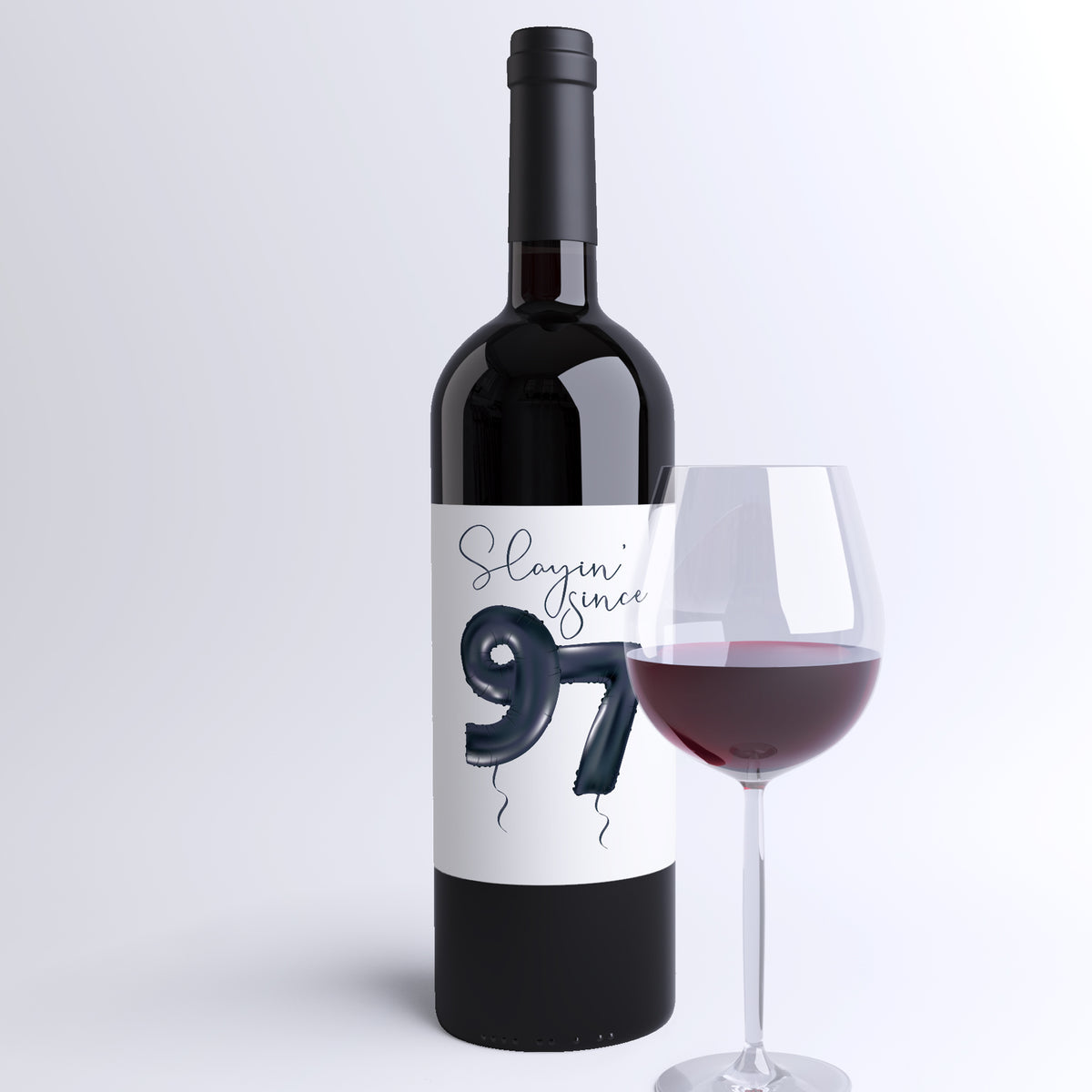 Black Balloon 25th Birthday Wine Labels, Pack of 4