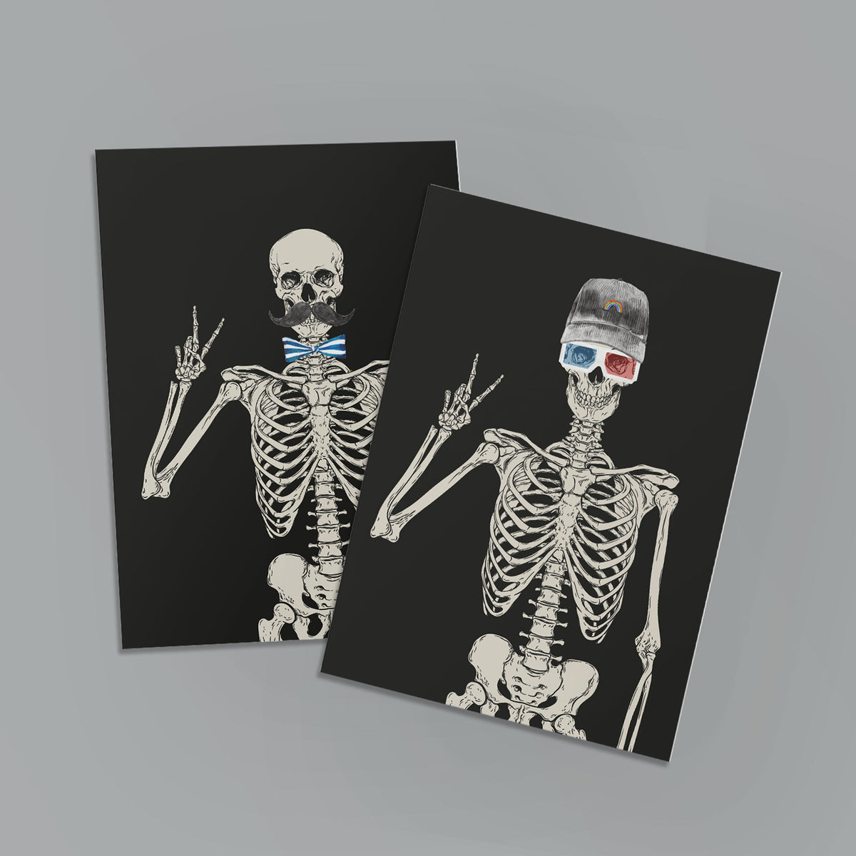 Skeleton Greeting Cards, Set of 24