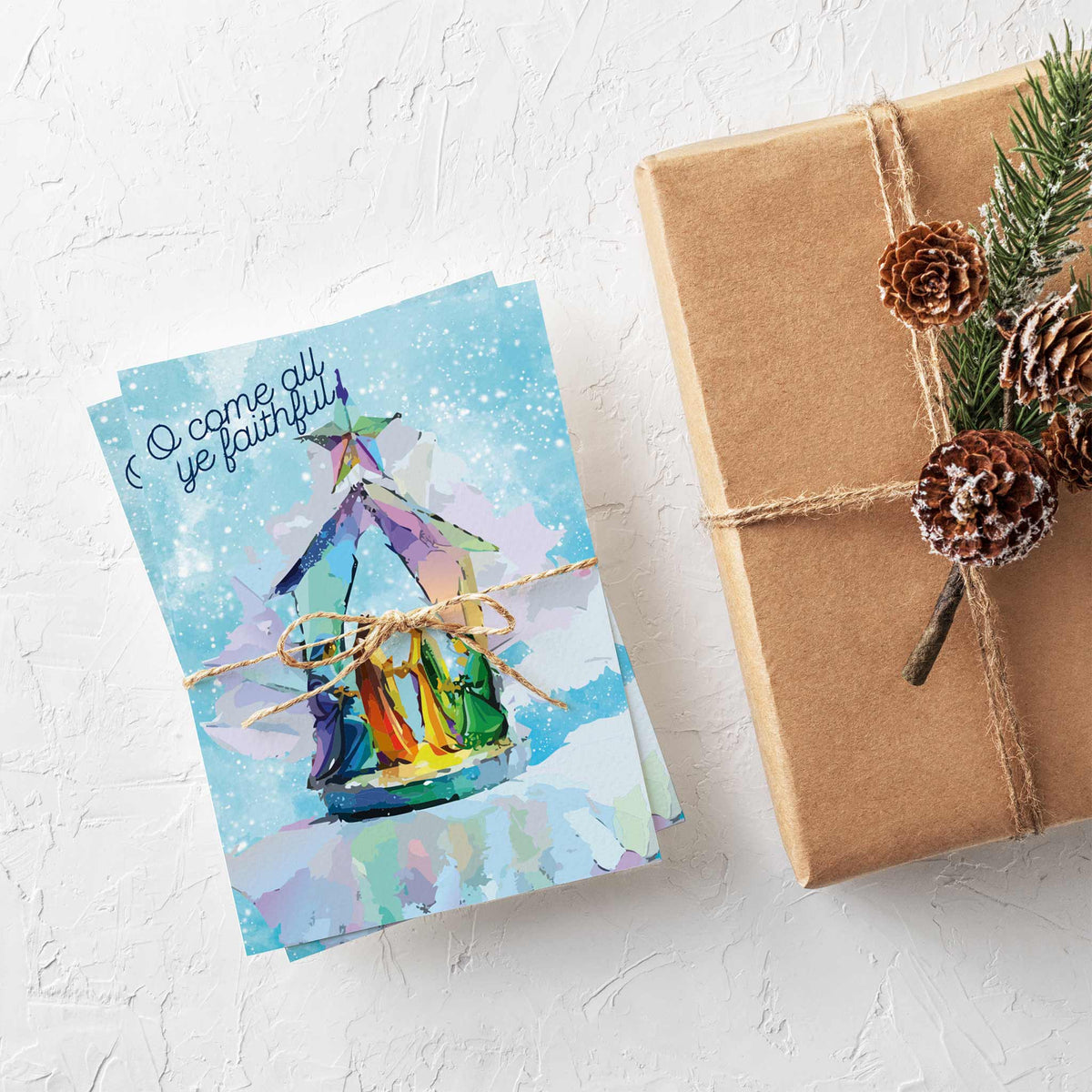 Nativity Scene Christmas Cards, Set of 24