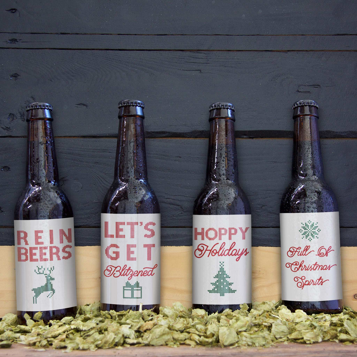 Funny Beer Lover Christmas Beer Labels, Pack of 6