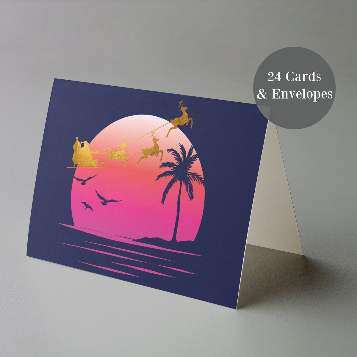 Tropical Beach Christmas Cards, Set of 24