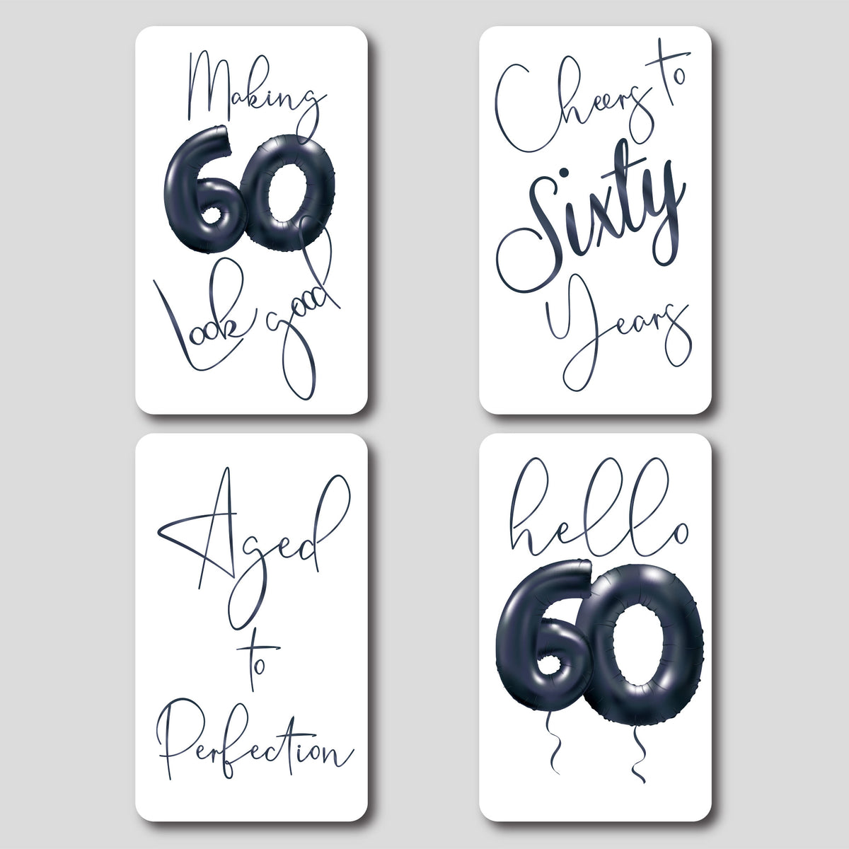 Black Balloon 60th Birthday Wine Labels, Pack of 4