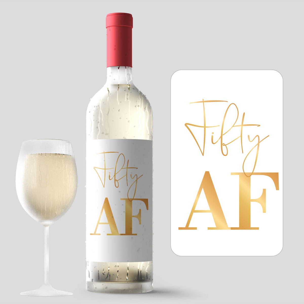 Gold Balloon 50th Birthday Wine Labels, Pack of 4