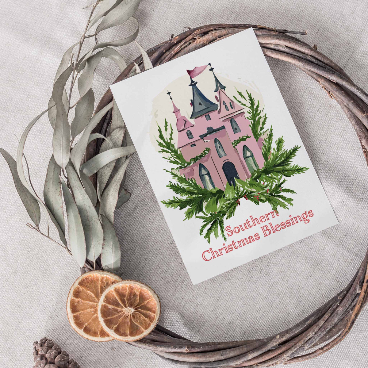 Southern Christmas Greeting Cards, Set of 24