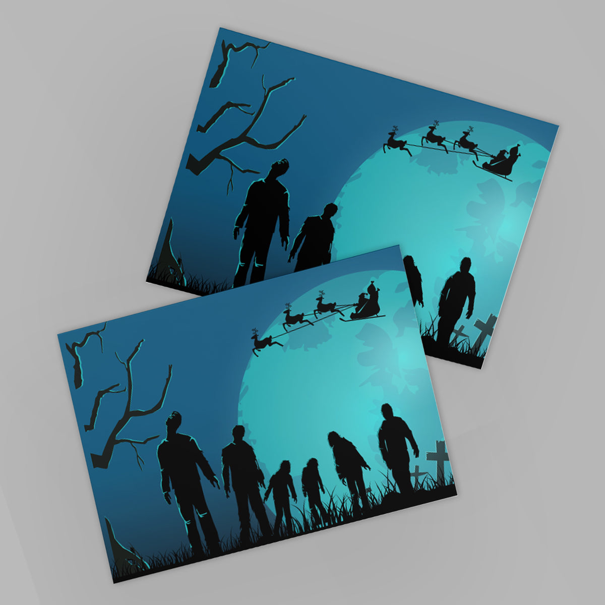 Zombie Christmas Greeting Cards, Set of 24