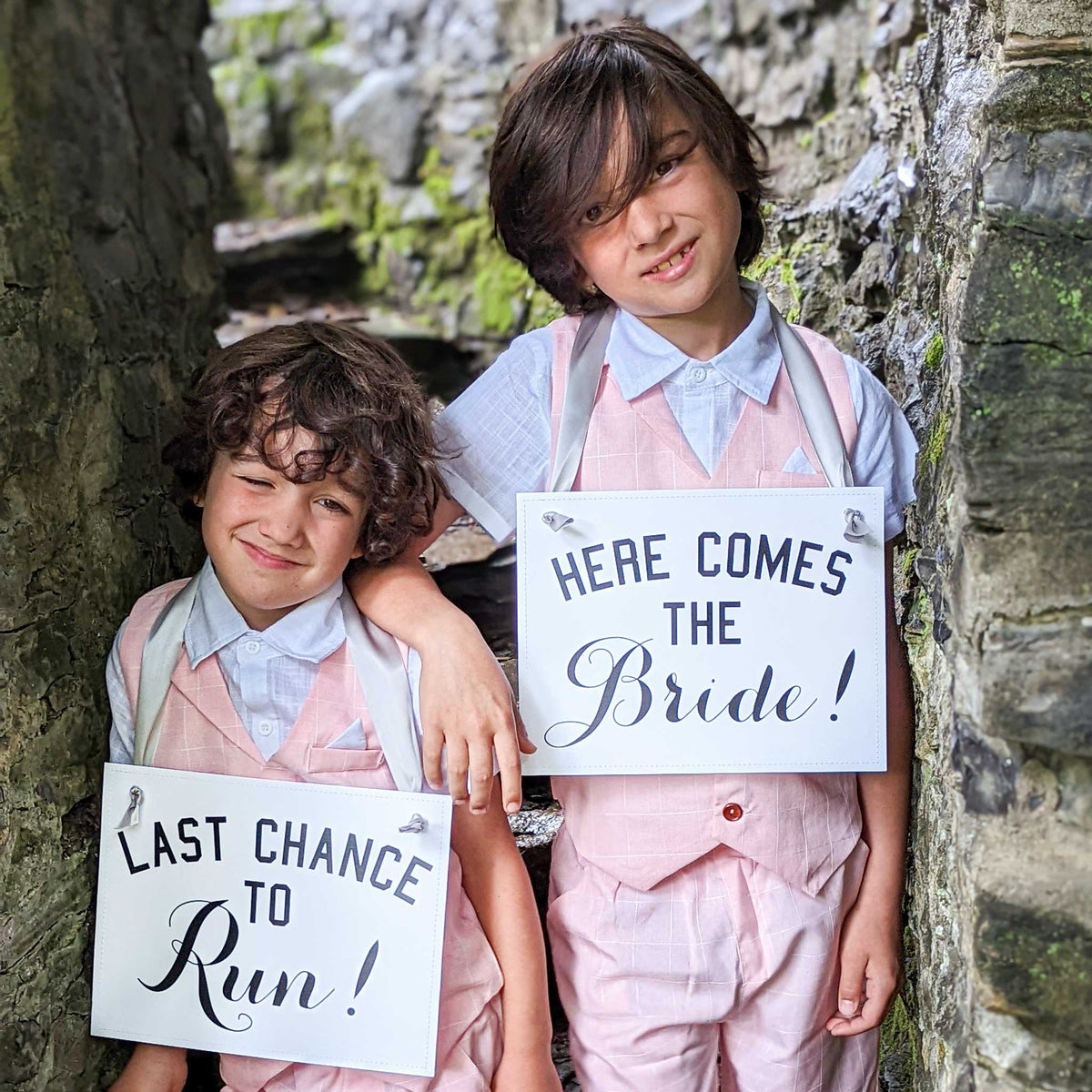 Here Comes the Bride and Last Chance to Run Sign Set
