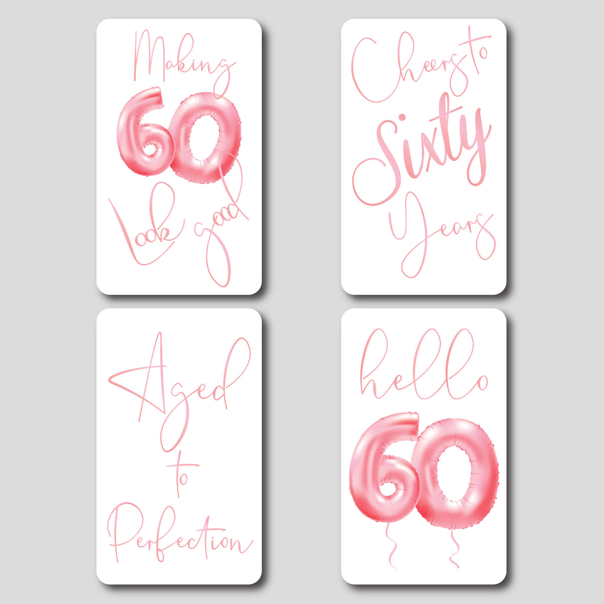 Pink Balloon 60th Birthday Wine Labels, Pack of 4
