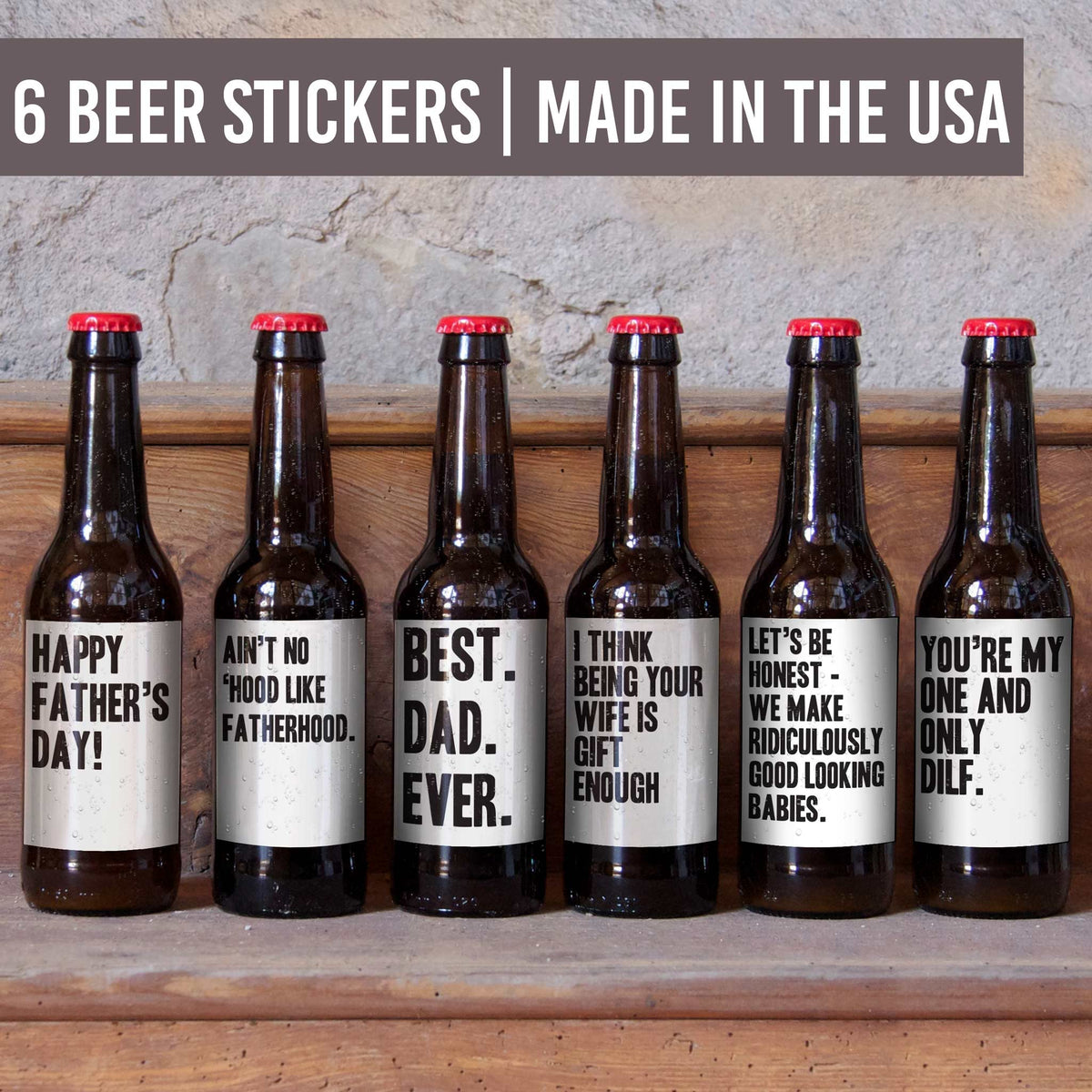 Ain't No Hood Like Fatherhood Father's Day Beer Labels, Pack of 6