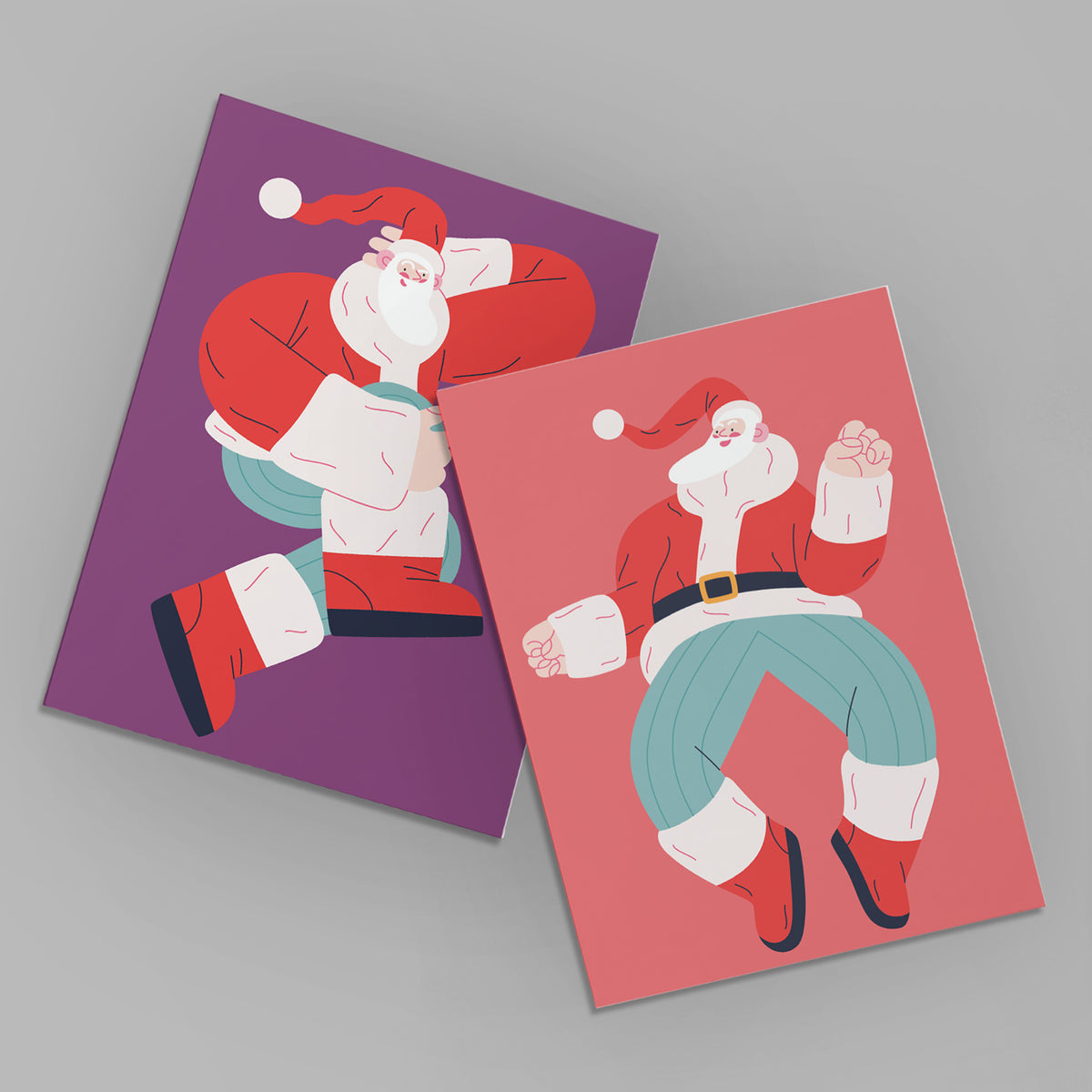 Dancing Santa Claus Christmas Cards, Set of 24