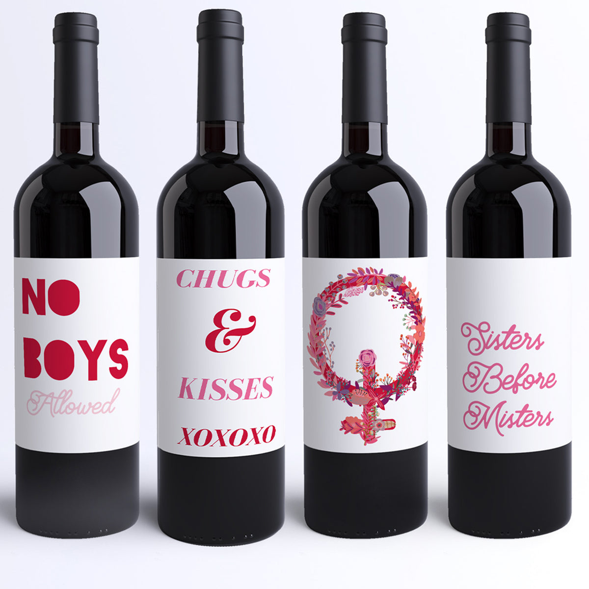 Galentine's Day Wine Labels, Pack of 8