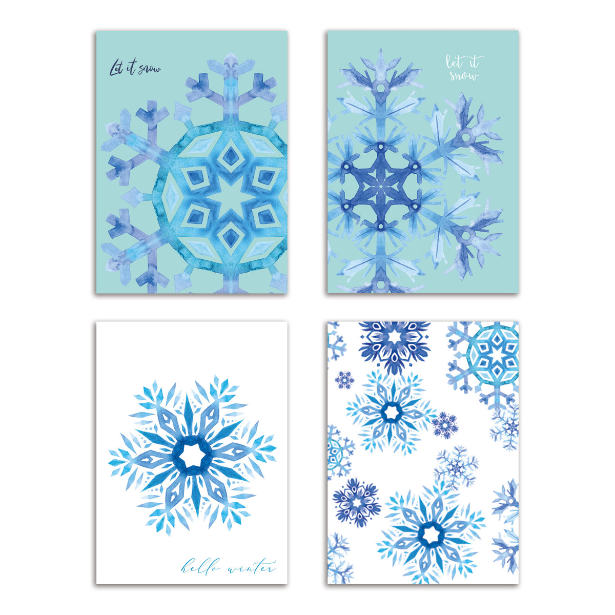 Snowflake Holiday Greeting Cards, Set of 24