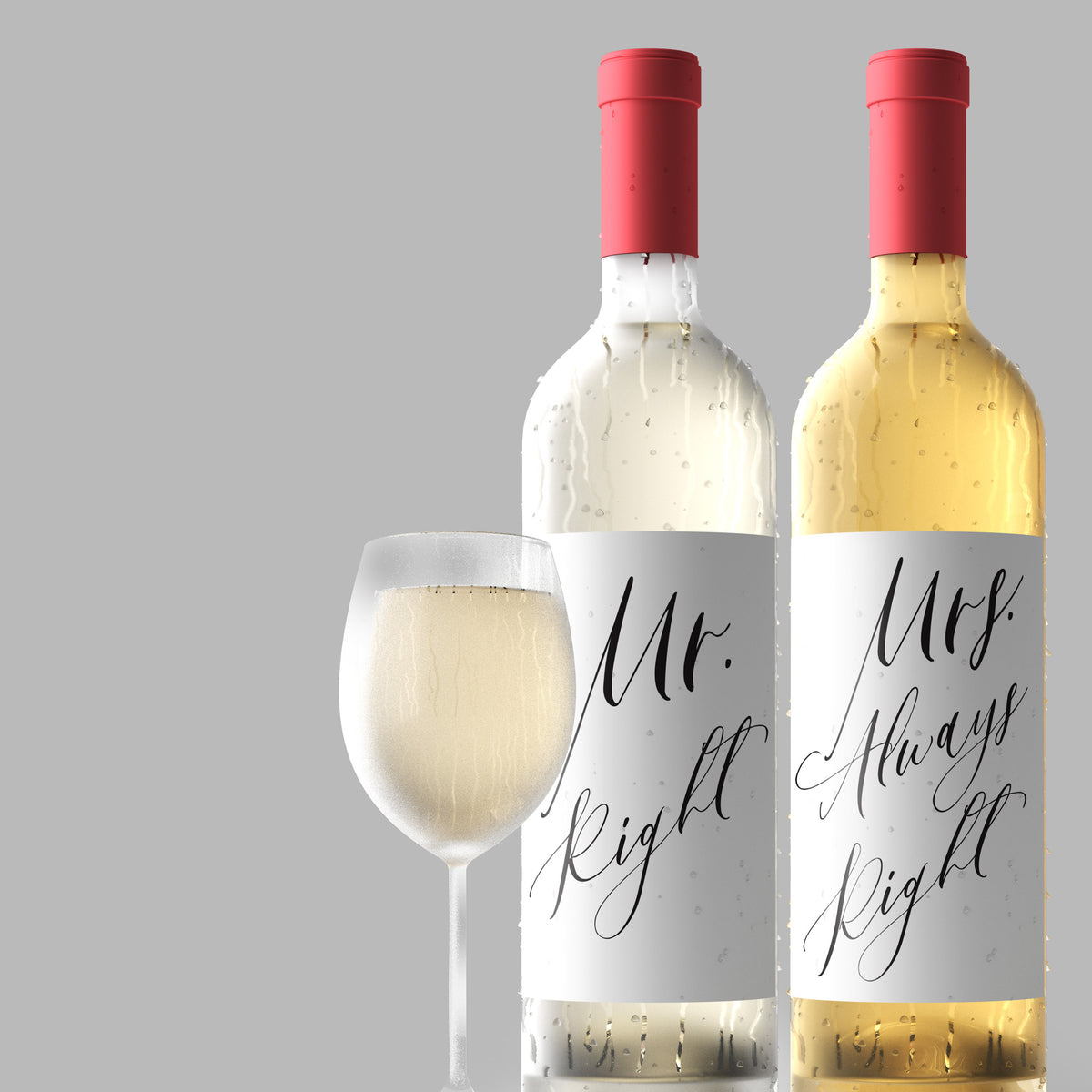 Mr. Right & Mrs. Always Right Wine Labels, Pack of 4