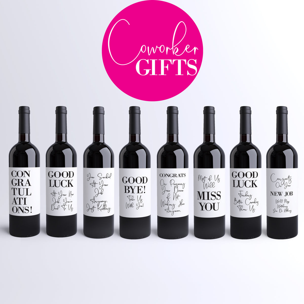 Funny Coworker Wine Labels and Card Stickers, Office Gift Set