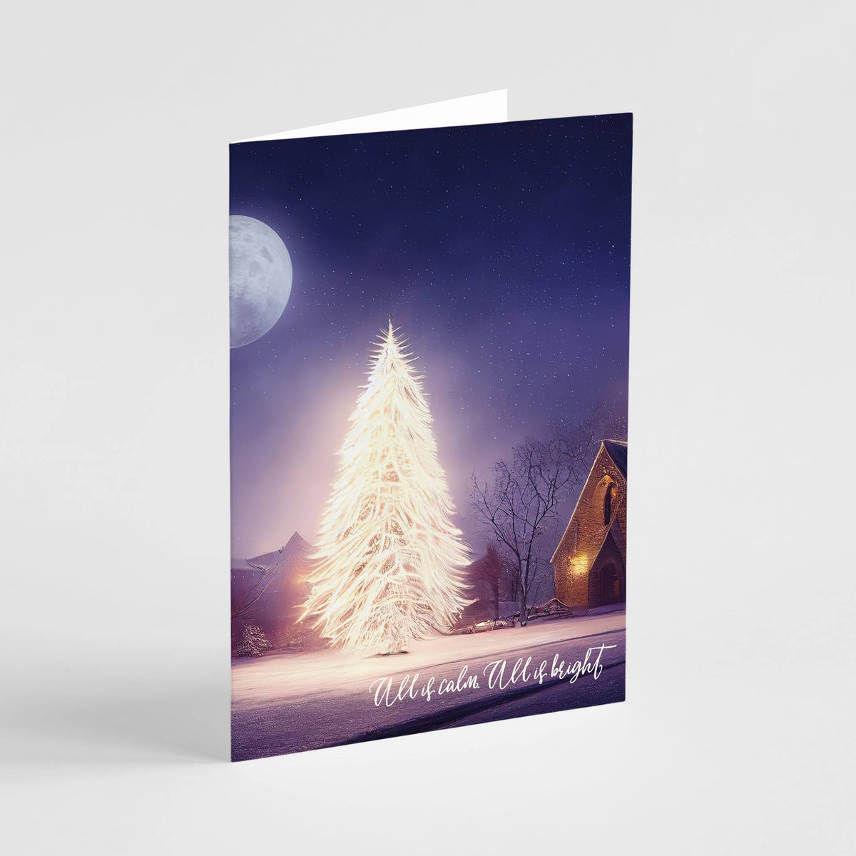 Snowy Church Scene Christmas Cards, Set of 24