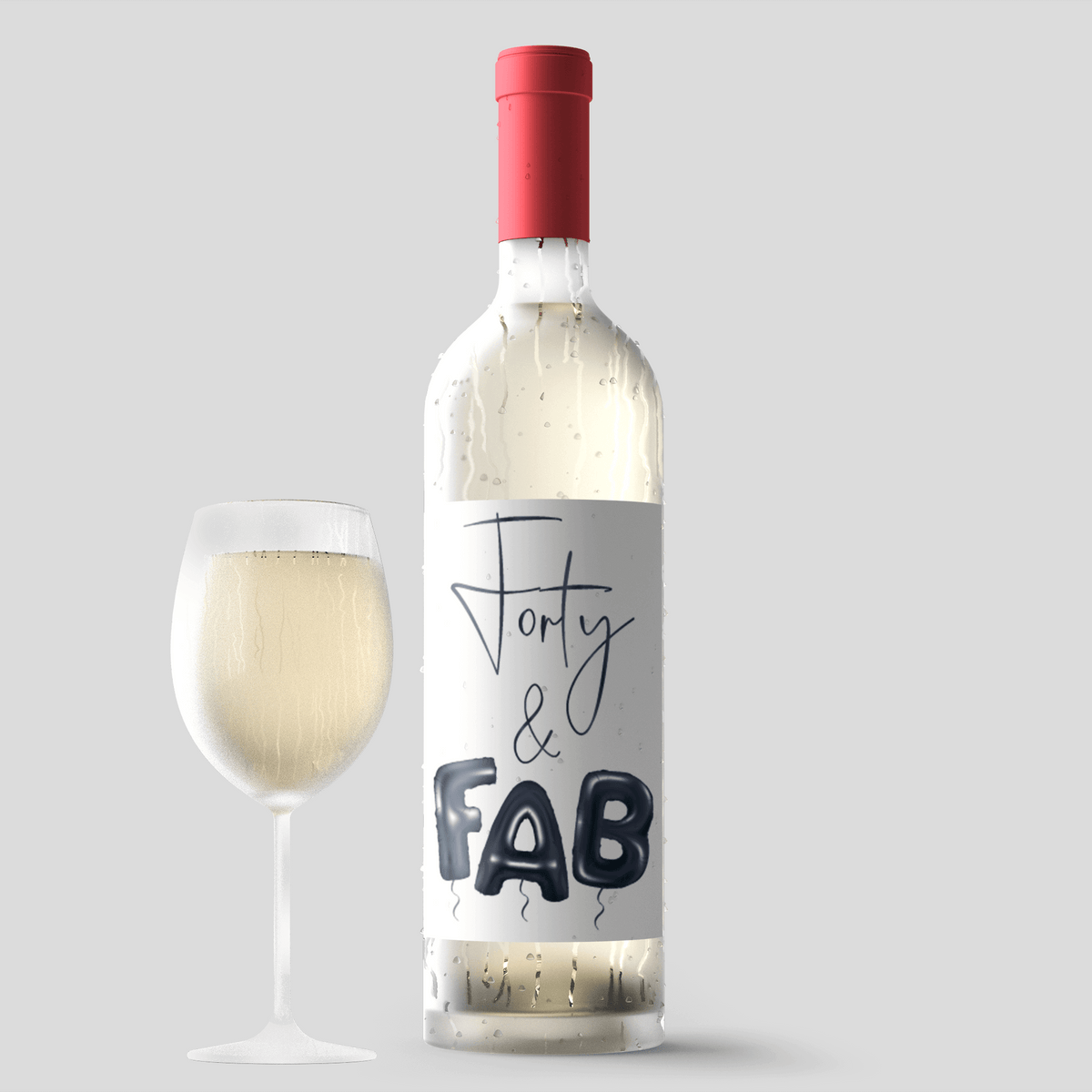 Black Balloon Forty and Fab 40th Birthday Wine Labels, Pack of 4