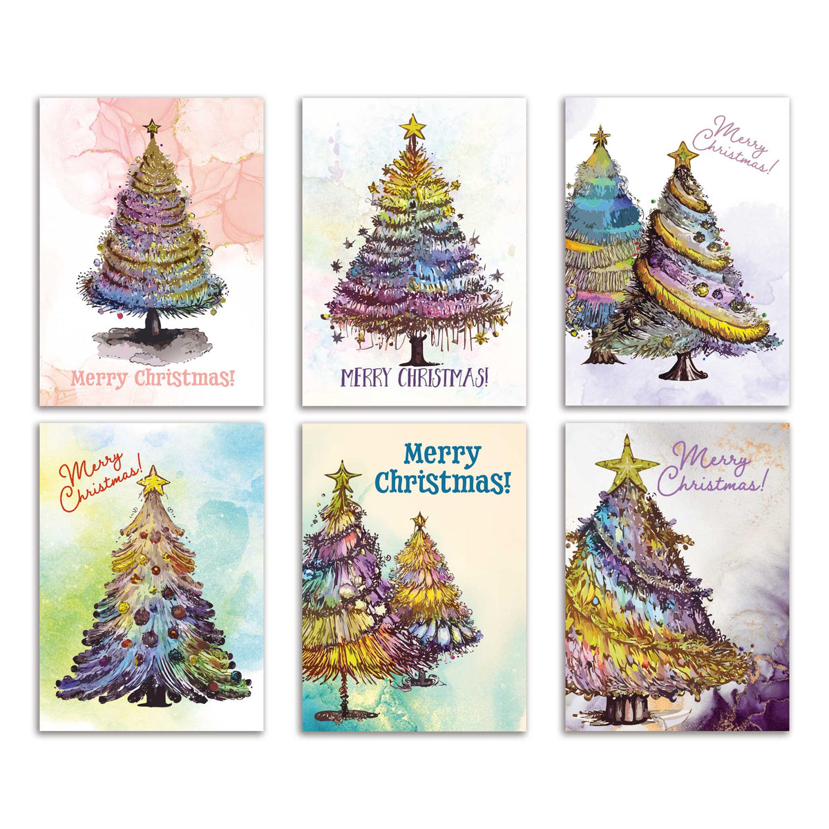 Tinsel Trees Christmas Cards, Set of 24