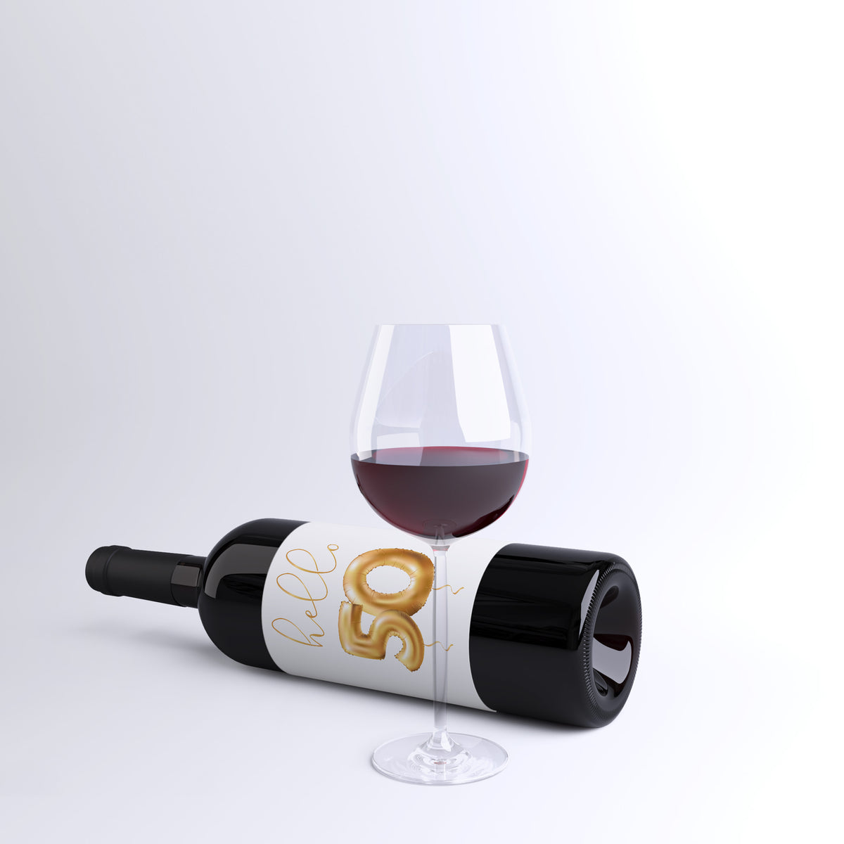 Gold Balloon 50th Birthday Wine Labels, Pack of 4