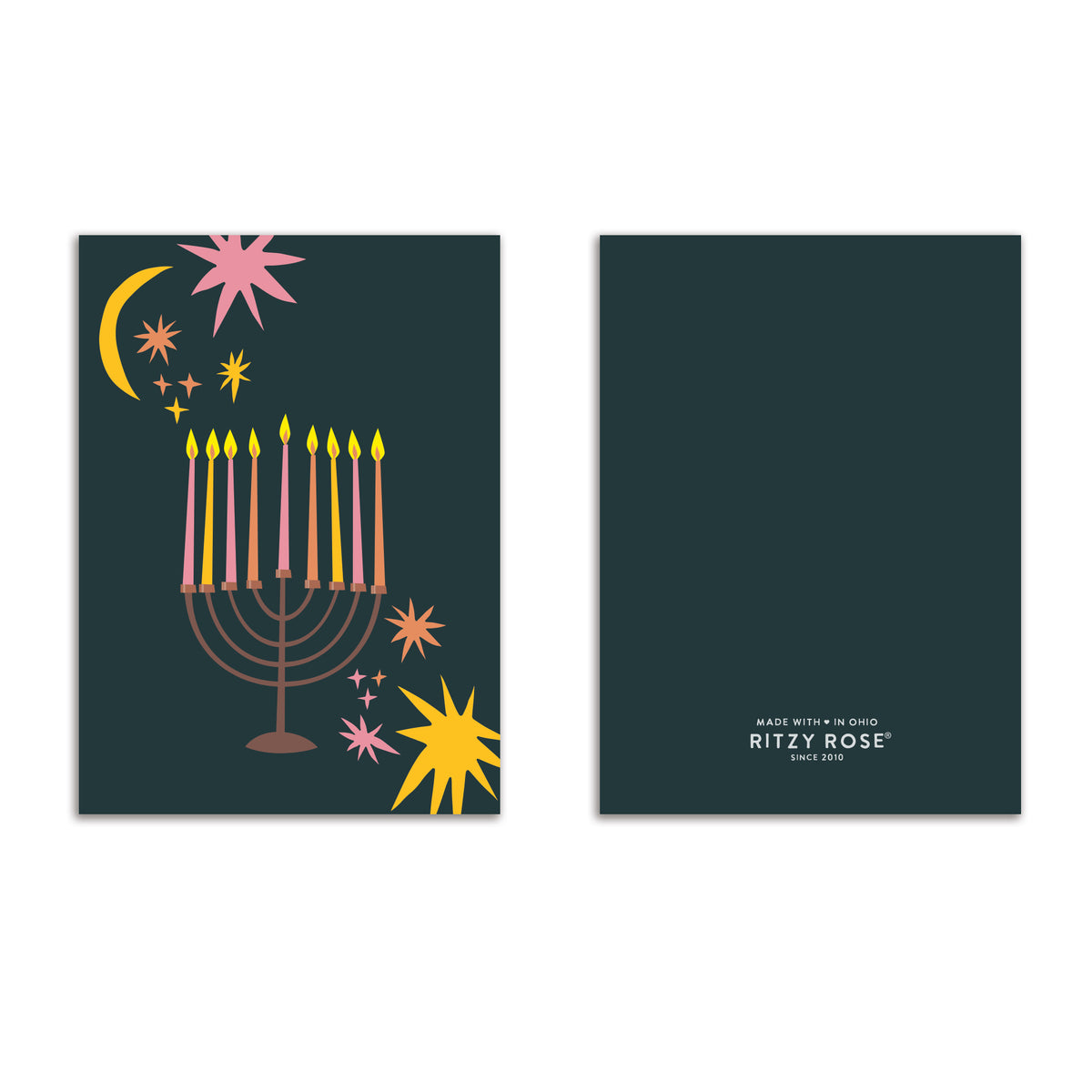 Night Sky Menorah Chanukah Greeting Cards, Set of 24