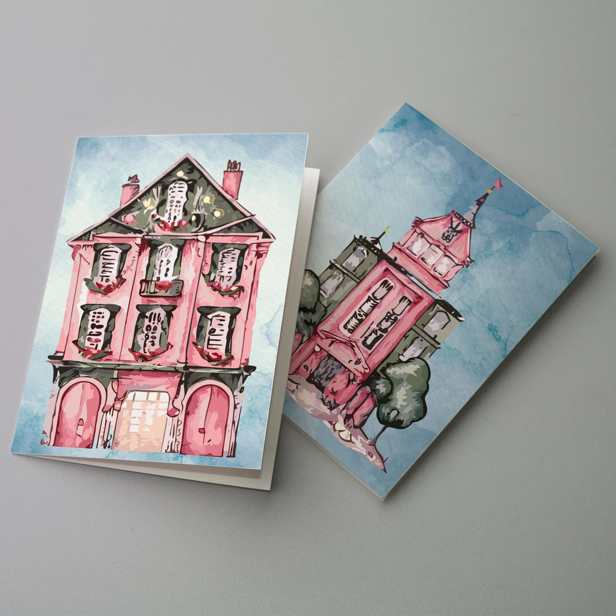 French Hotels Christmas Greeting Cards, Set of 24