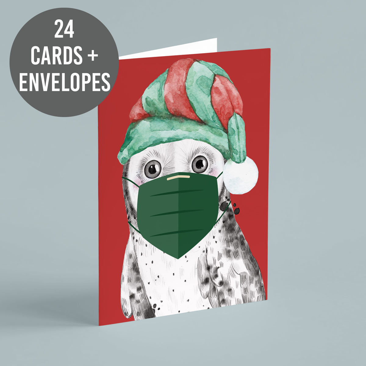 Covid Christmas Greeting Cards, Set of 24